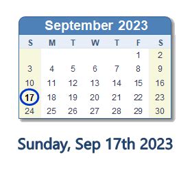 September 17, 2023 (Sunday) .